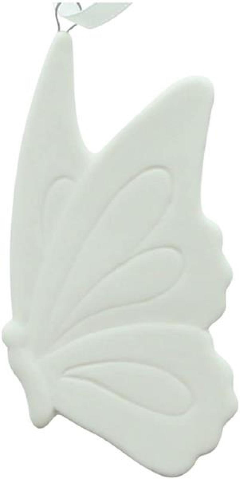 12 Dekohänger "Schmetterling" aus Porzellan, weiß, 9 cm hoch, Schmetterlingsflügel zum hinhängen, Fensterdeko