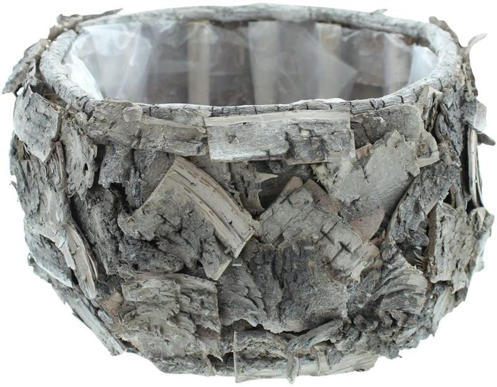 Pflanzer aus Holz & Birkenrinde, rustikal, rund, Pflanzschale, Pflanzgefäß, Blumentopf, Gartendeko für Draußen