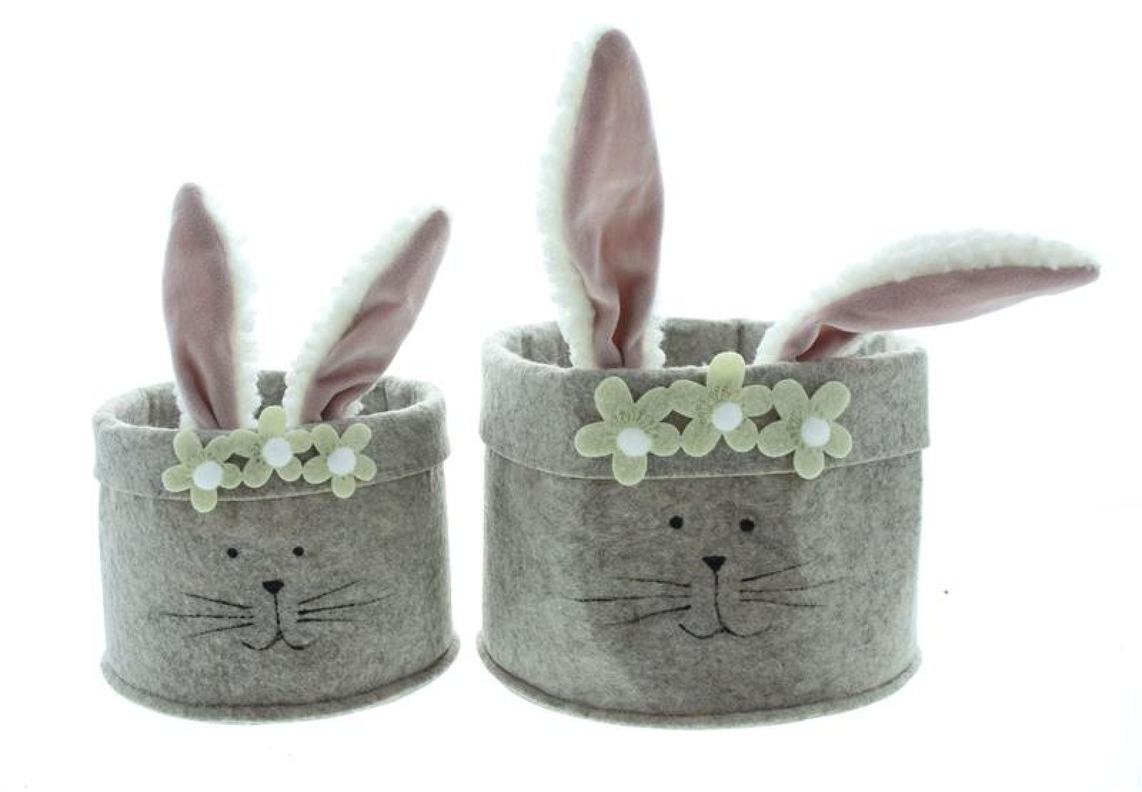 2x Osternest "Häschen" aus Filz, beige, Eierkorb, Osterkorb, Filzkorb