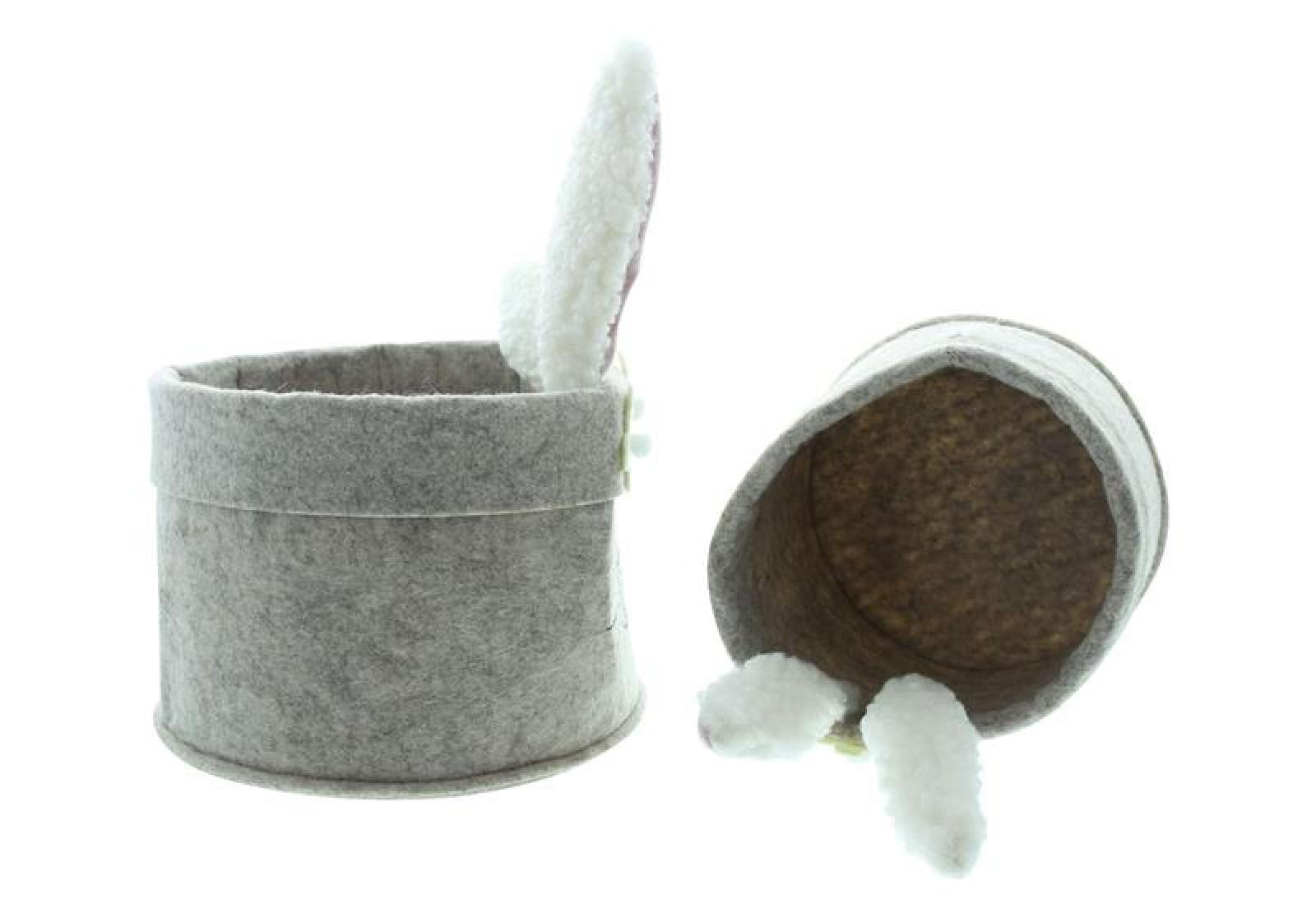 2x Osternest "Häschen" aus Filz, beige, Eierkorb, Osterkorb, Filzkorb