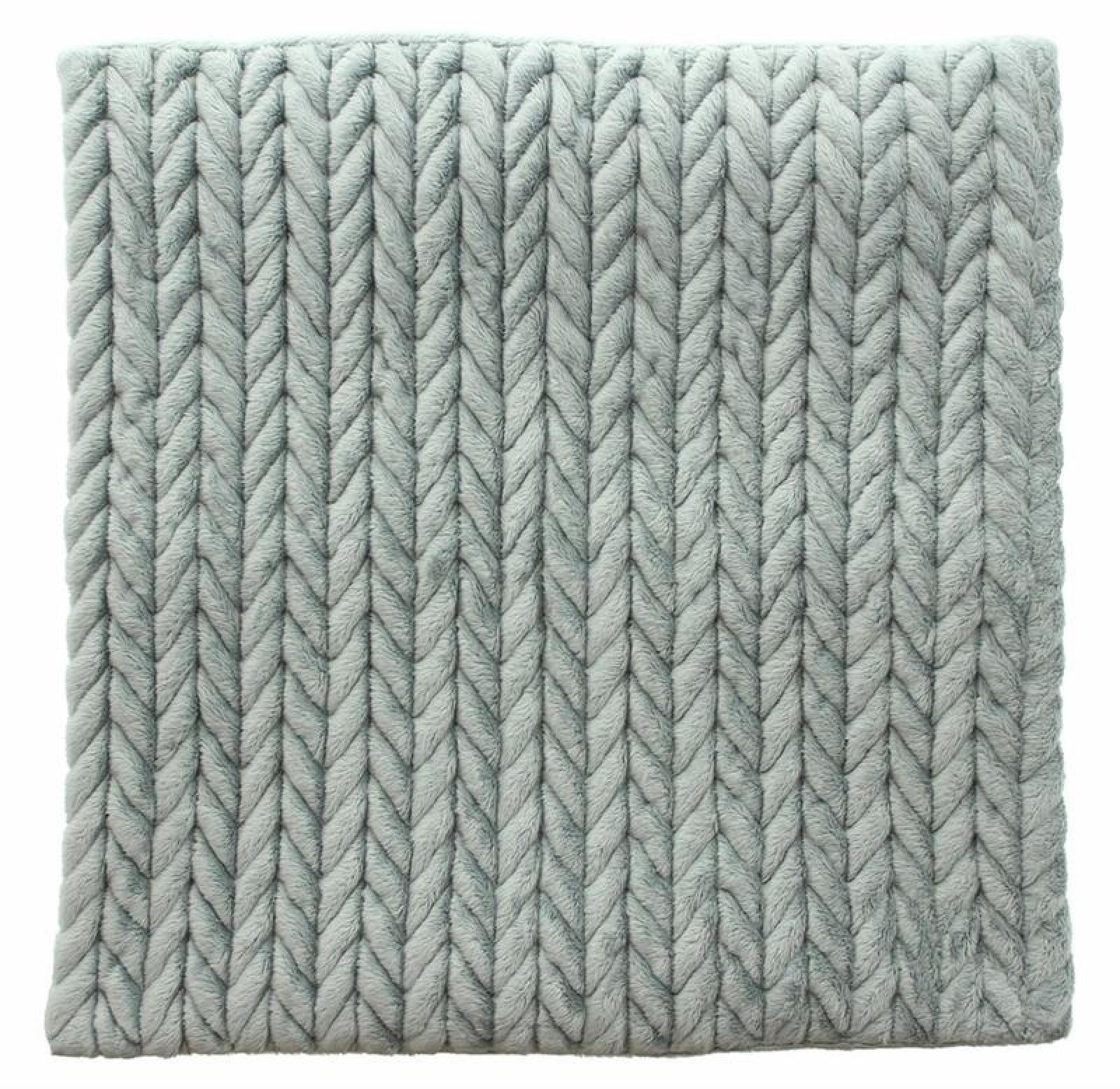 Kissenhülle "Zopfmuster" in grau, 45x45 cm, samtig weich, Kissenbezug mit Strickmuster, Zierkissenbezug