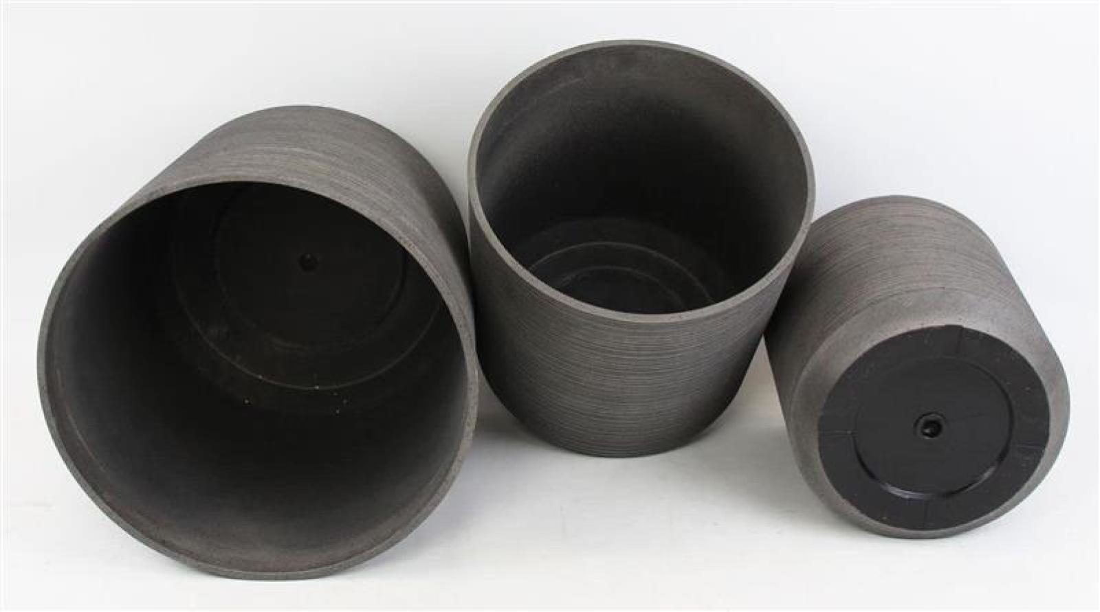 3x Übertopf "Re-Cycle" in grau braun aus tlw. recyceltem Kunststoff, Pflanztopf Set, Blumentopf, Blumenübertopf, Pflanzgefäß