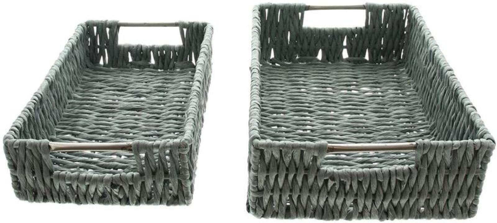 2x Aufbewahrungskorb "Grey" aus Papierschnur, grau, Ablagekorb, Ordnungskorb