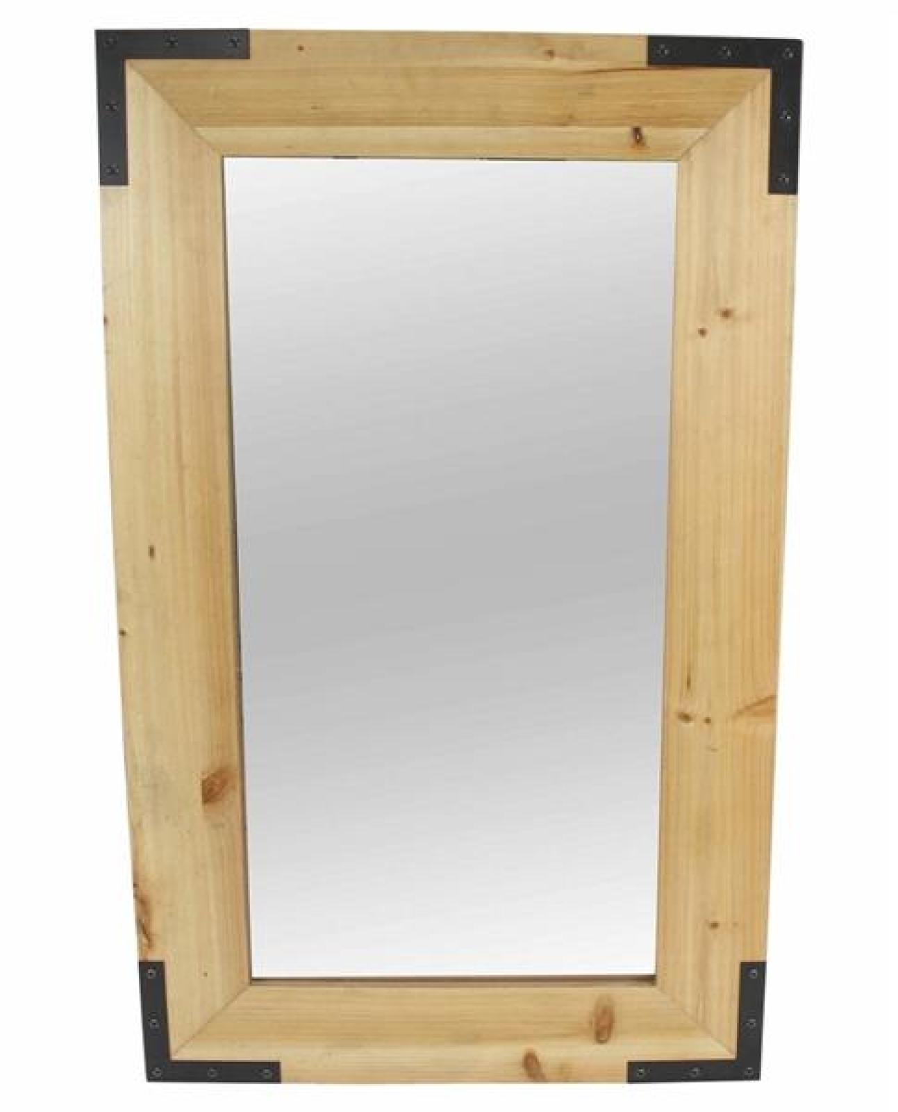 Spiegel "Wood" 50x70 cm groß aus Holz im Industrial Look, Massivholz Rahmen, Wandspiegel für Wohnzimmer