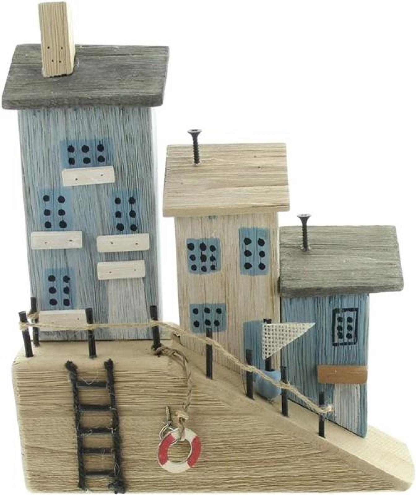 Dekohäuschen "Hafenpromenade" maritime Deko, 26 cm hoch, Holzdeko