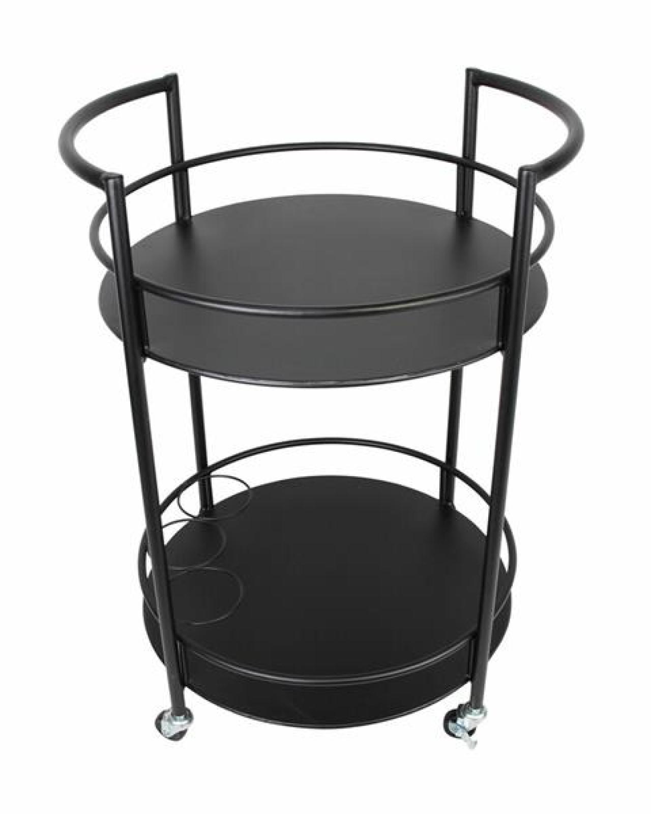 Servierwagen aus Metall, schwarz, Ø 46 x 69 cm, Getränkewagen, Barwagen