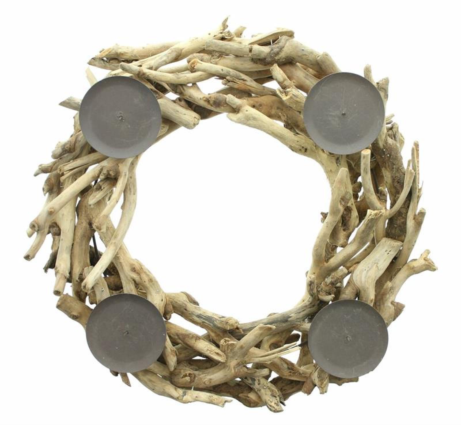 Adventskranz aus Treibholz Ø 40 cm, Tischkranz, Kerzenhalter