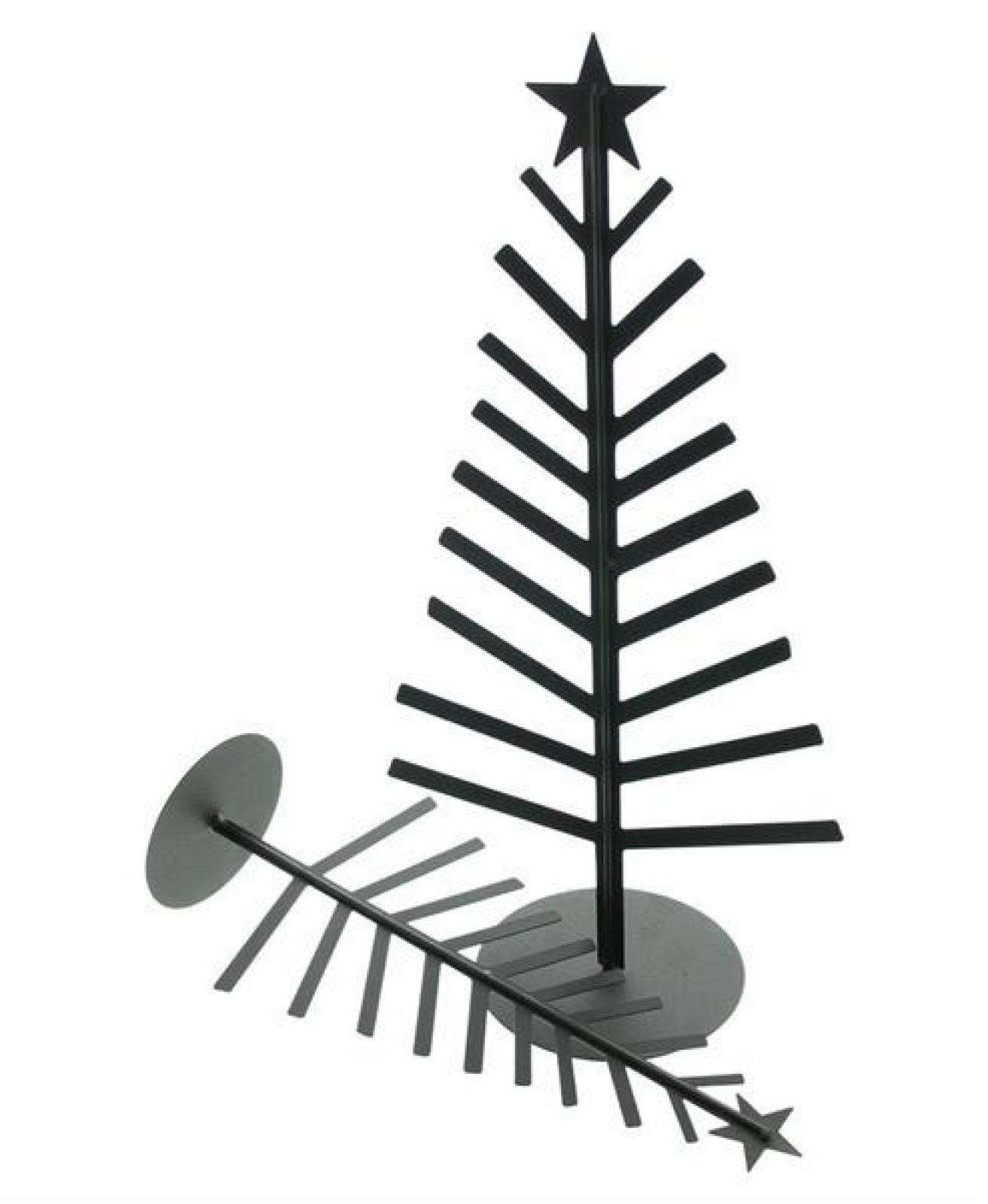 2x Dekotanne aus Metall, schwarz, 30 + 40 cm hoch, Weihnachtsdekoration, Tischdekoration