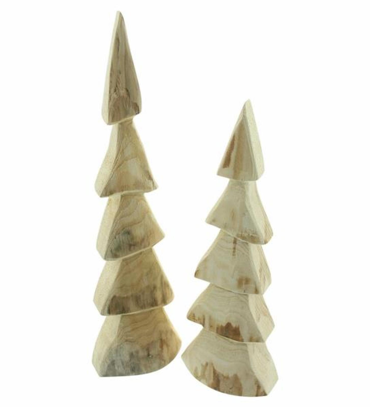 2x Tannenbaum "Shabby" aus Holz, 30 + 37 cm hoch, Adventsdeko, Dekofigur