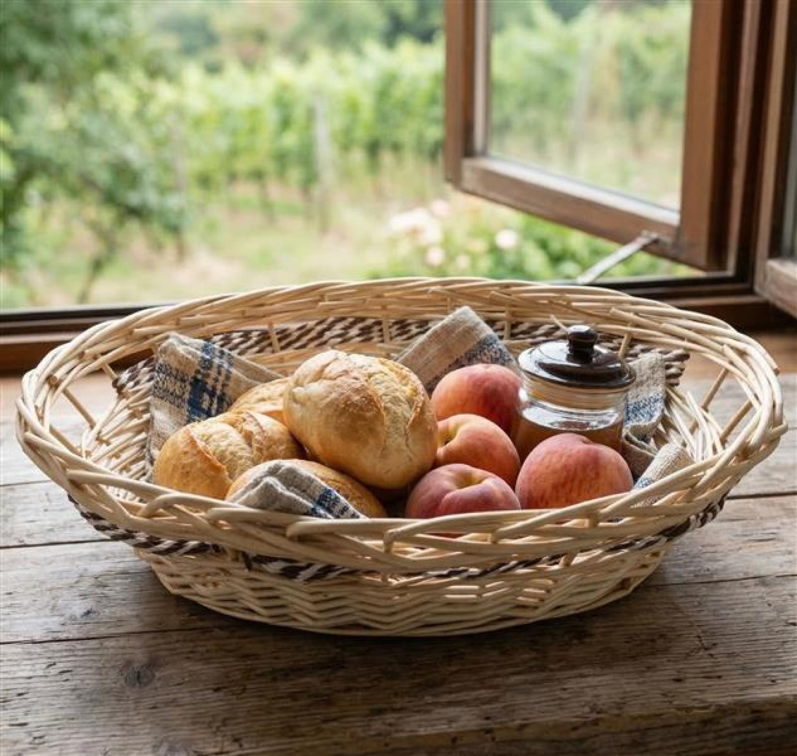 Schale aus Weide & Papierschnur, oval, 46 x 39 cm, Blumenschale, Obstschale