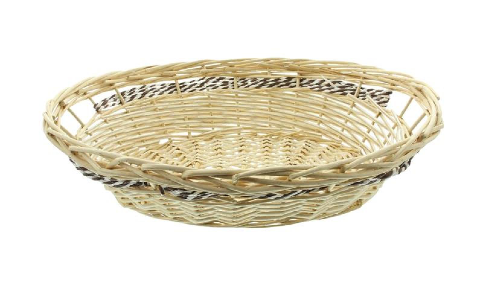 Schale aus Weide & Papierschnur, oval, 46 x 39 cm, Blumenschale, Obstschale
