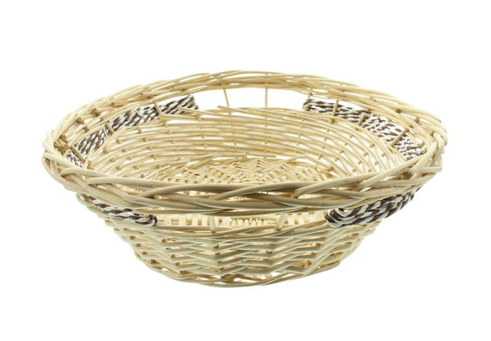 Schale aus Weide & Papierschnur, oval, 46 x 39 cm, Blumenschale, Obstschale