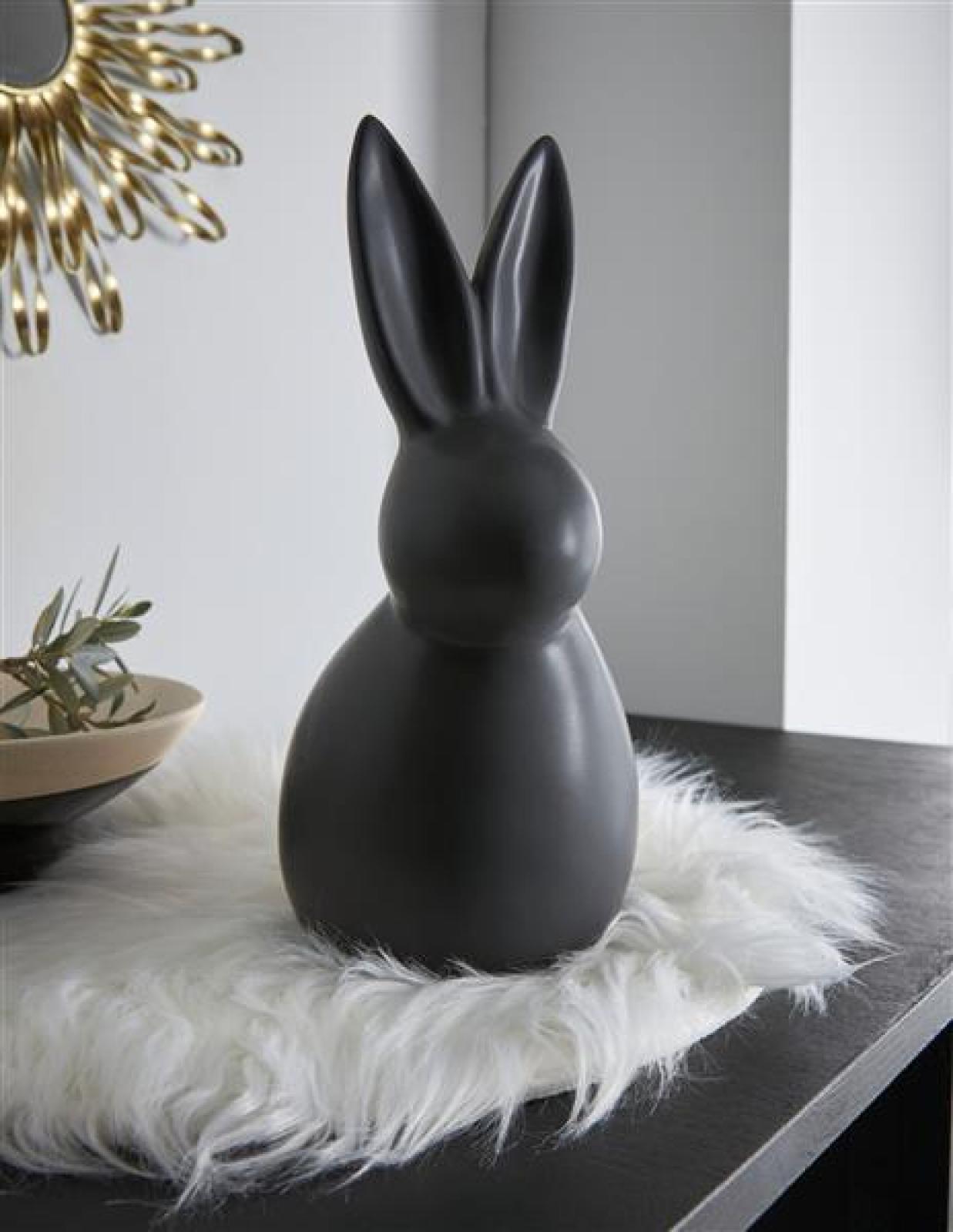 Dekofigur Hase "Black" aus Porzellan, mattschwarz, 26 cm hoch, Osterdeko, Osterhase, Hasenfigur