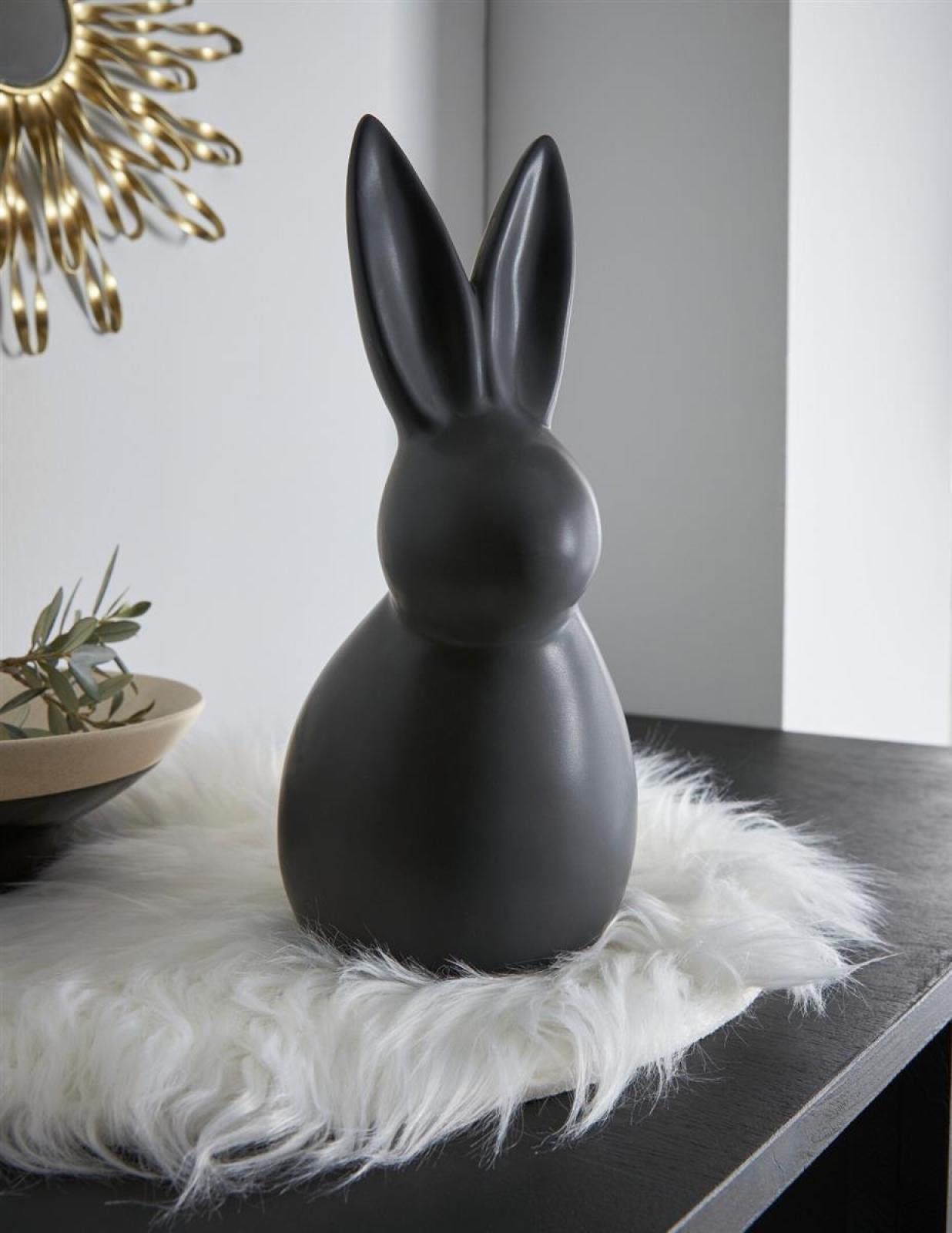 Dekofigur Hase "Black" aus Porzellan, mattschwarz, 26 cm hoch, Osterdeko, Osterhase, Hasenfigur