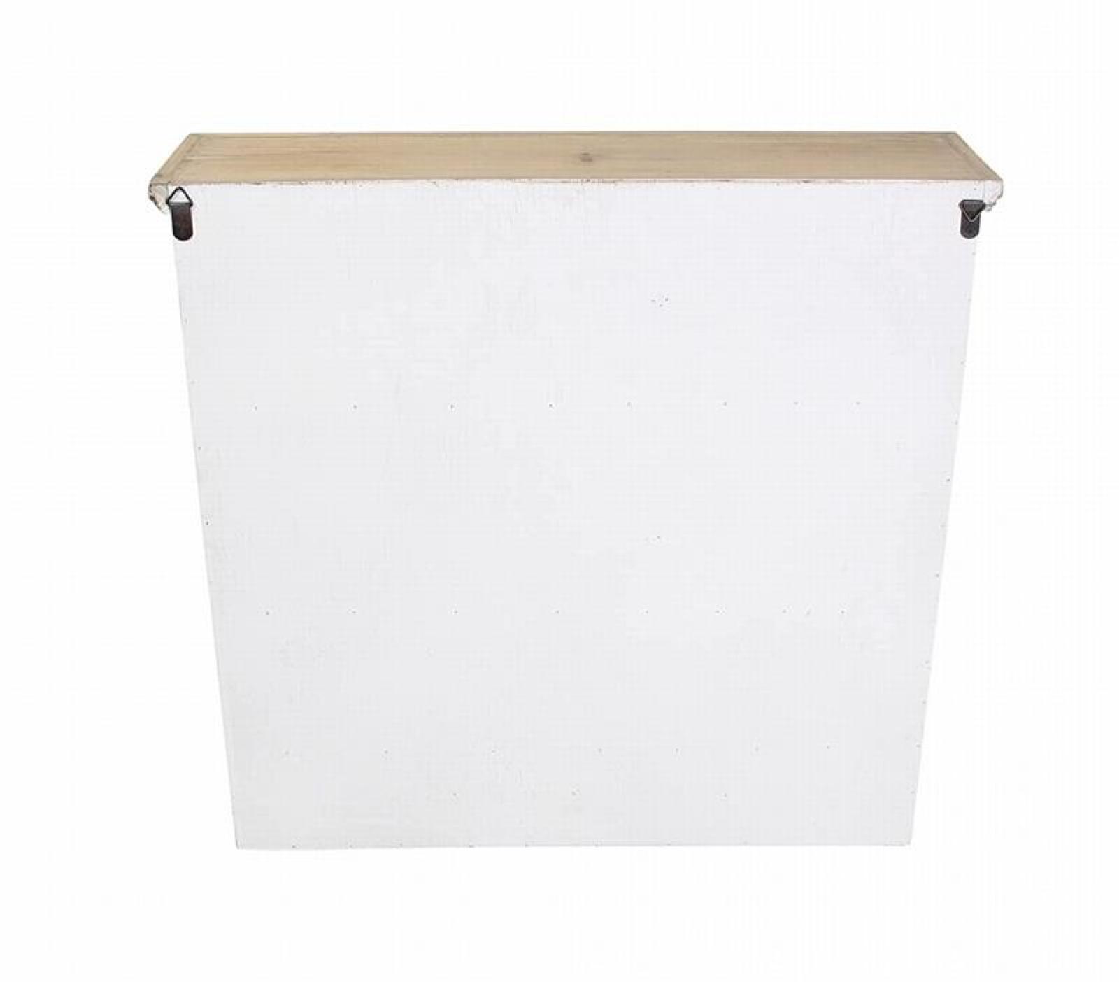 Hängeschrank "White Cottage" im Landhausstil aus Holz, weiß, im Shabby Look, 1 Tür & 3 Schubladen + 3 Haken, Wandschrank