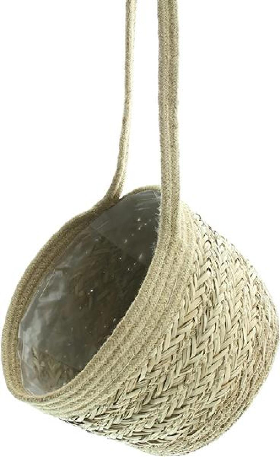 2x Hängekorb aus Seegras & Jute, Hängepflanzkorb, Aufbewahrungskorb zum Aufhängen, Wandpflanzer, Hängeblumentopf