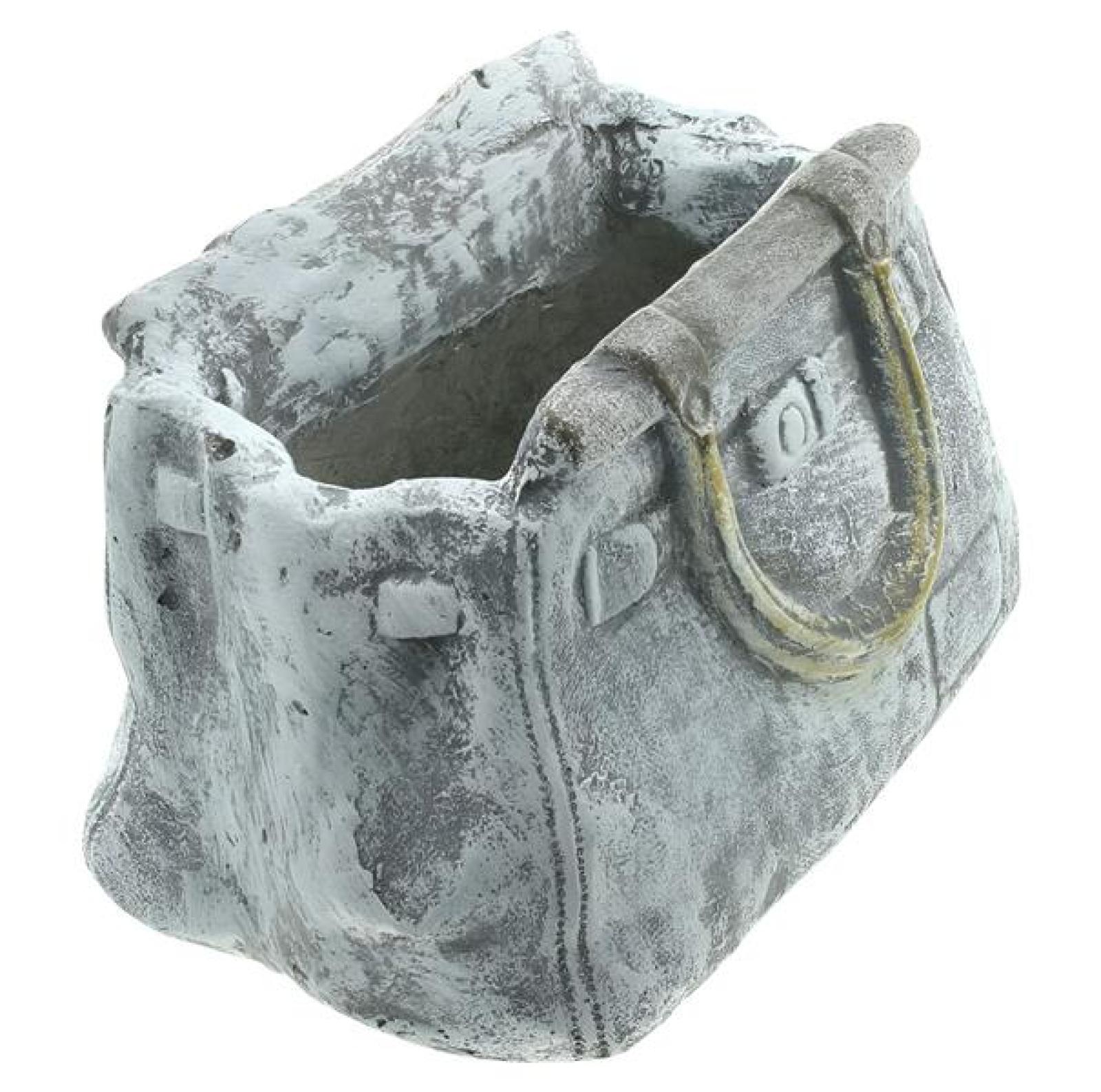 Blumentopf "Handtasche" in Stein Optik, Pflanztopf in Taschenform, Pflanzgefäß, Gartendeko für Draußen, Pflanzschale