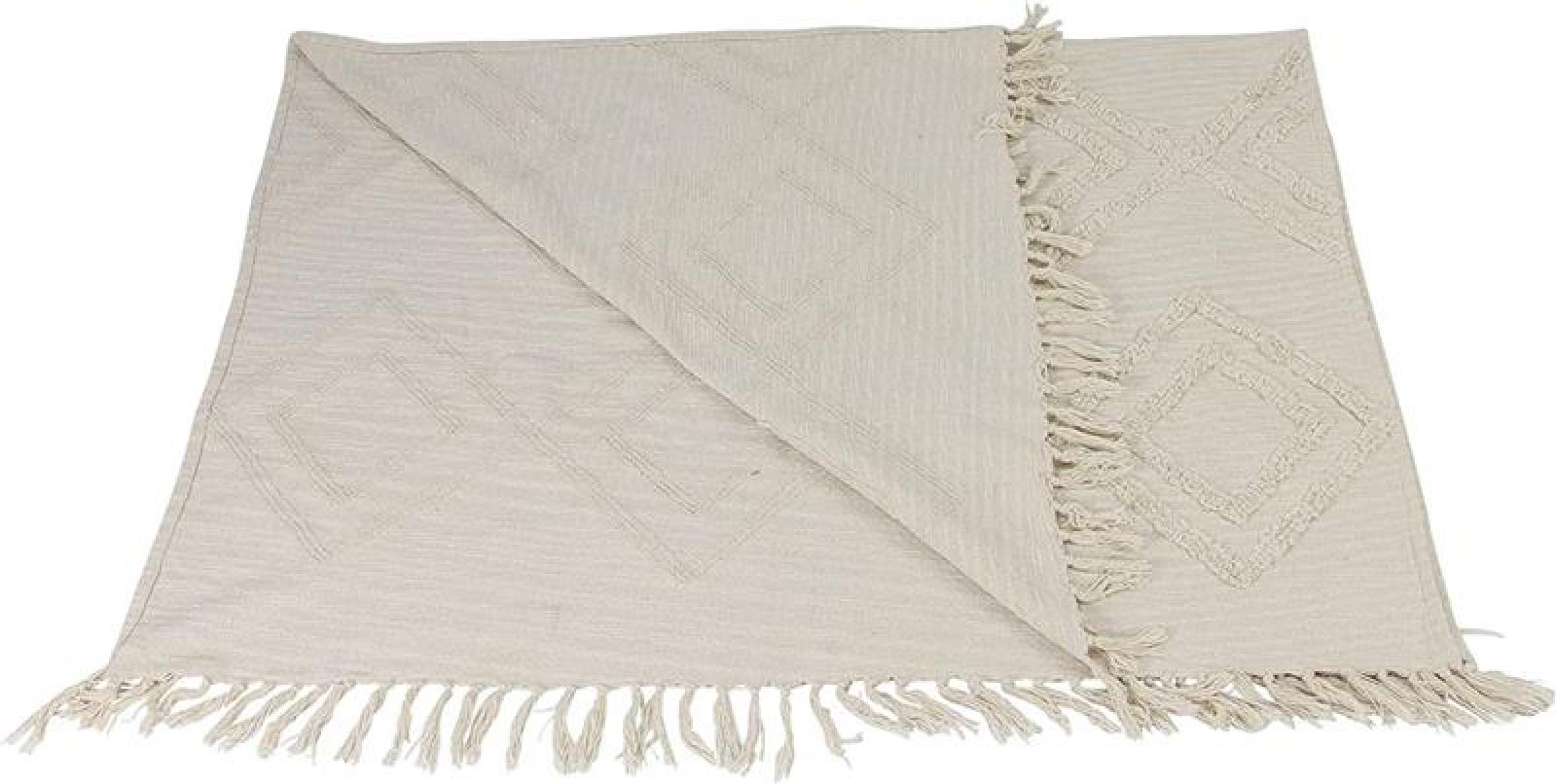 Plaid "Can Marca" aus 100% Baumwolle, creme, 130x170 cm, Kuscheldecke, Sofadecke