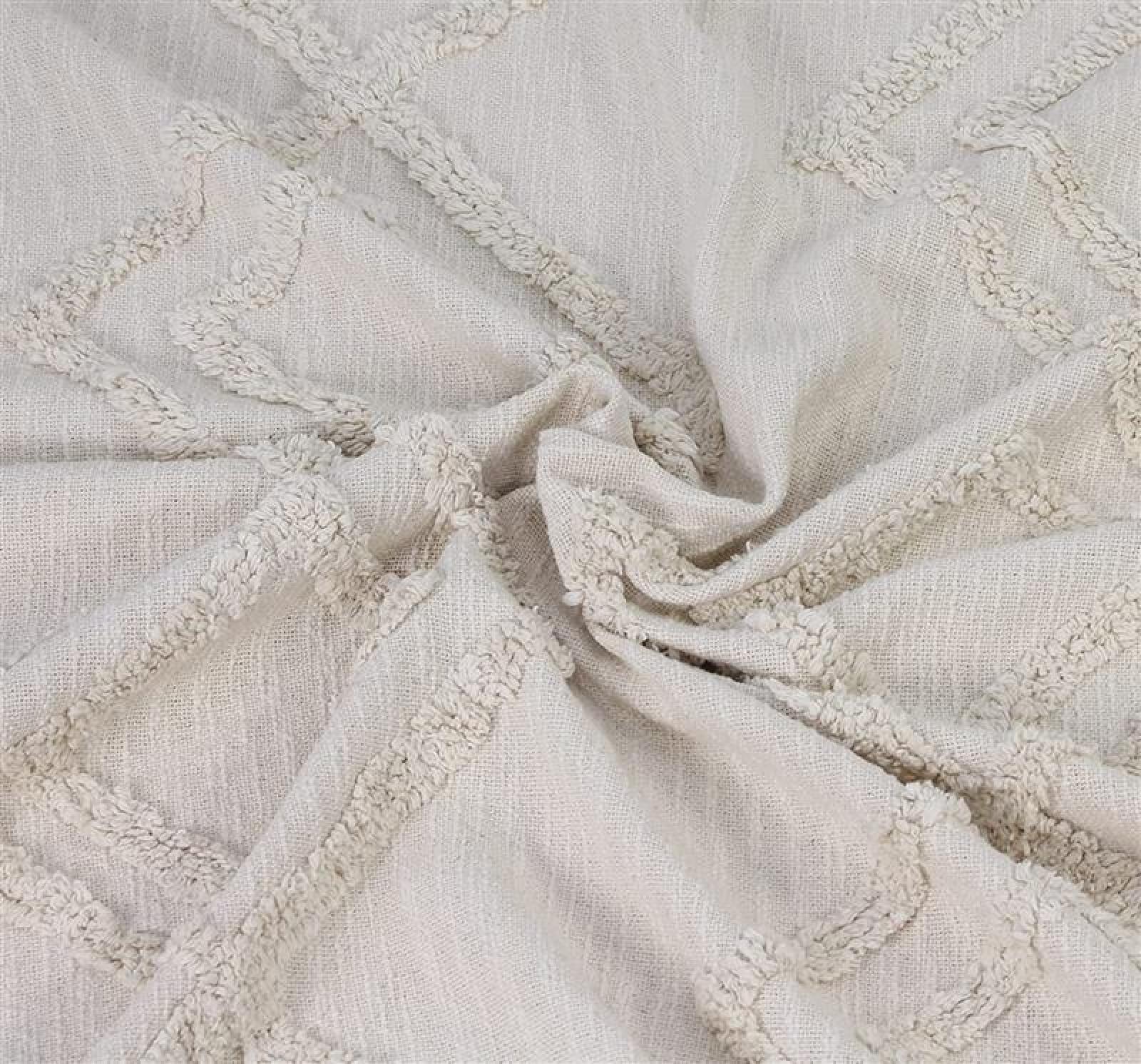 Plaid "Can Marca" aus 100% Baumwolle, creme, 130x170 cm, Kuscheldecke, Sofadecke