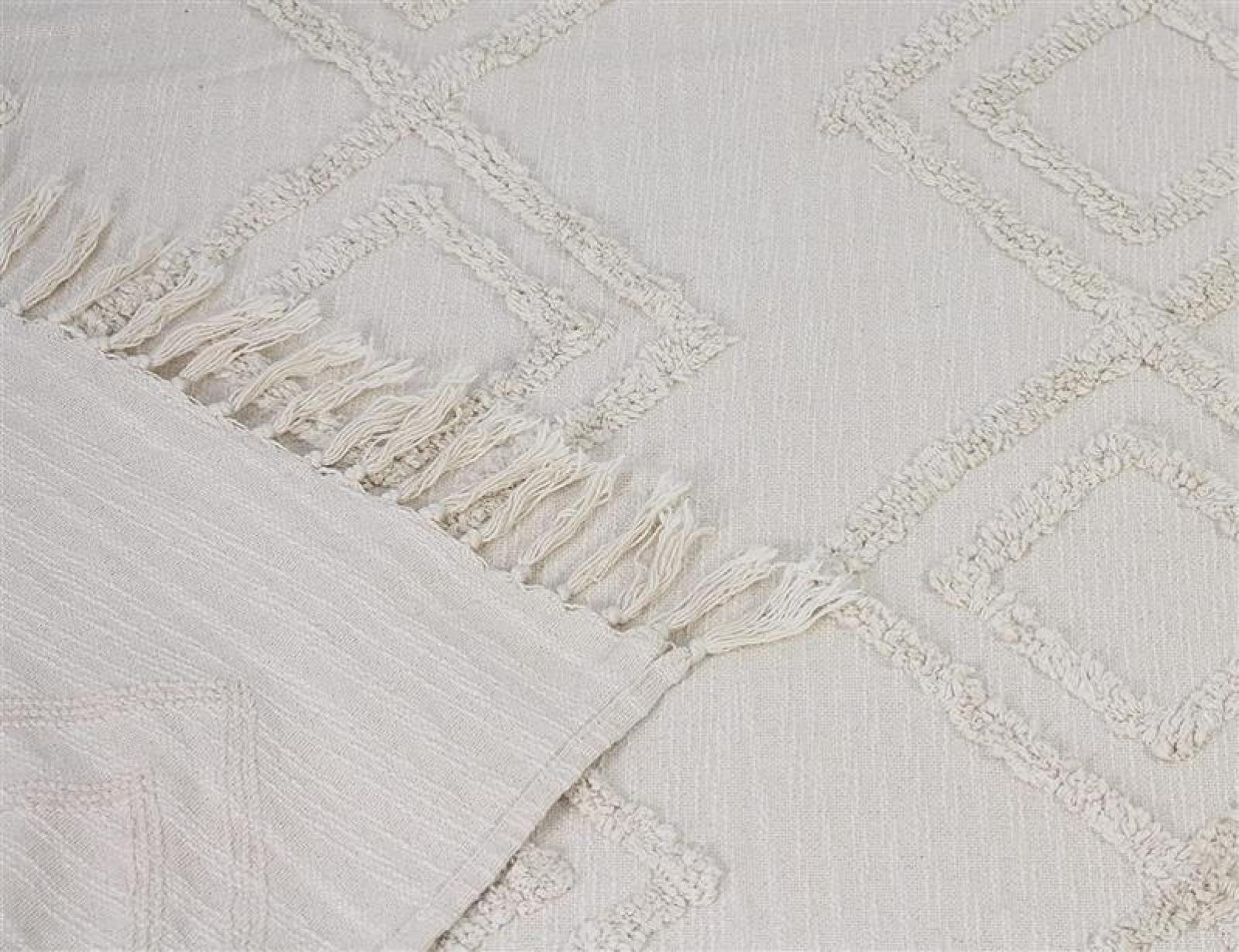 Plaid "Can Marca" aus 100% Baumwolle, creme, 130x170 cm, Kuscheldecke, Sofadecke