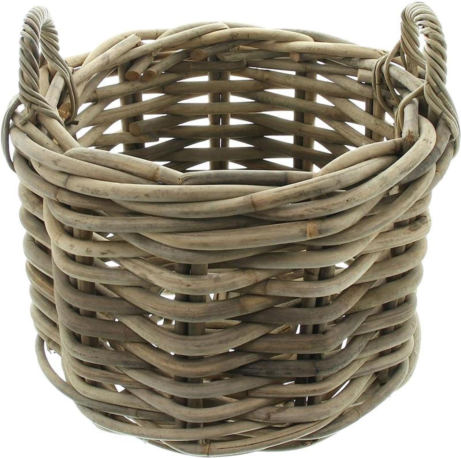 großer Rattankorb "Rustikal" Ø 50 cm, Rattan Aufbewahrungskorb, Brennholzkorb, Spielzeugkorb, Übertopf