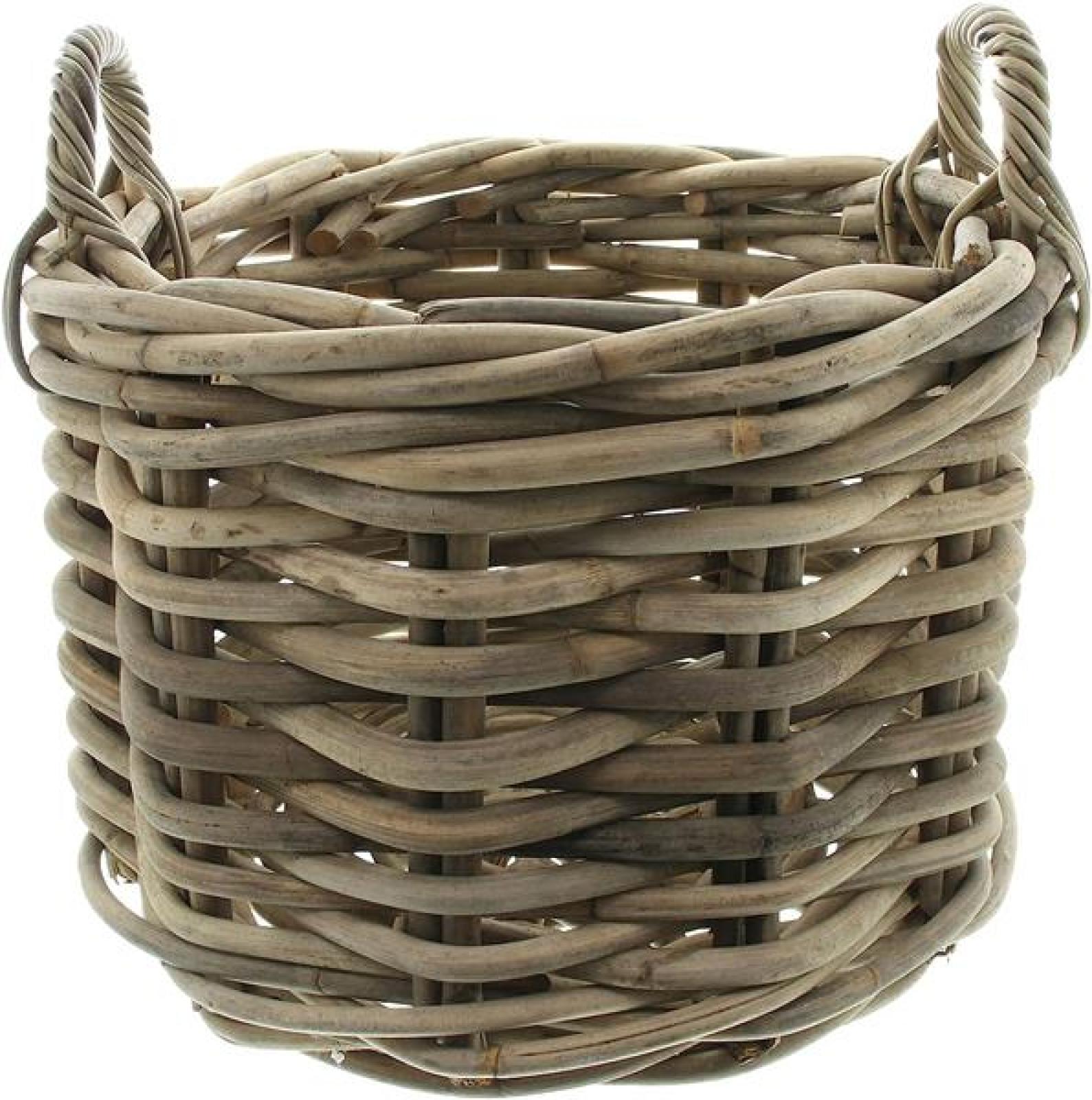 großer Rattankorb "Rustikal" Ø 50 cm, Rattan Aufbewahrungskorb, Brennholzkorb, Spielzeugkorb, Übertopf