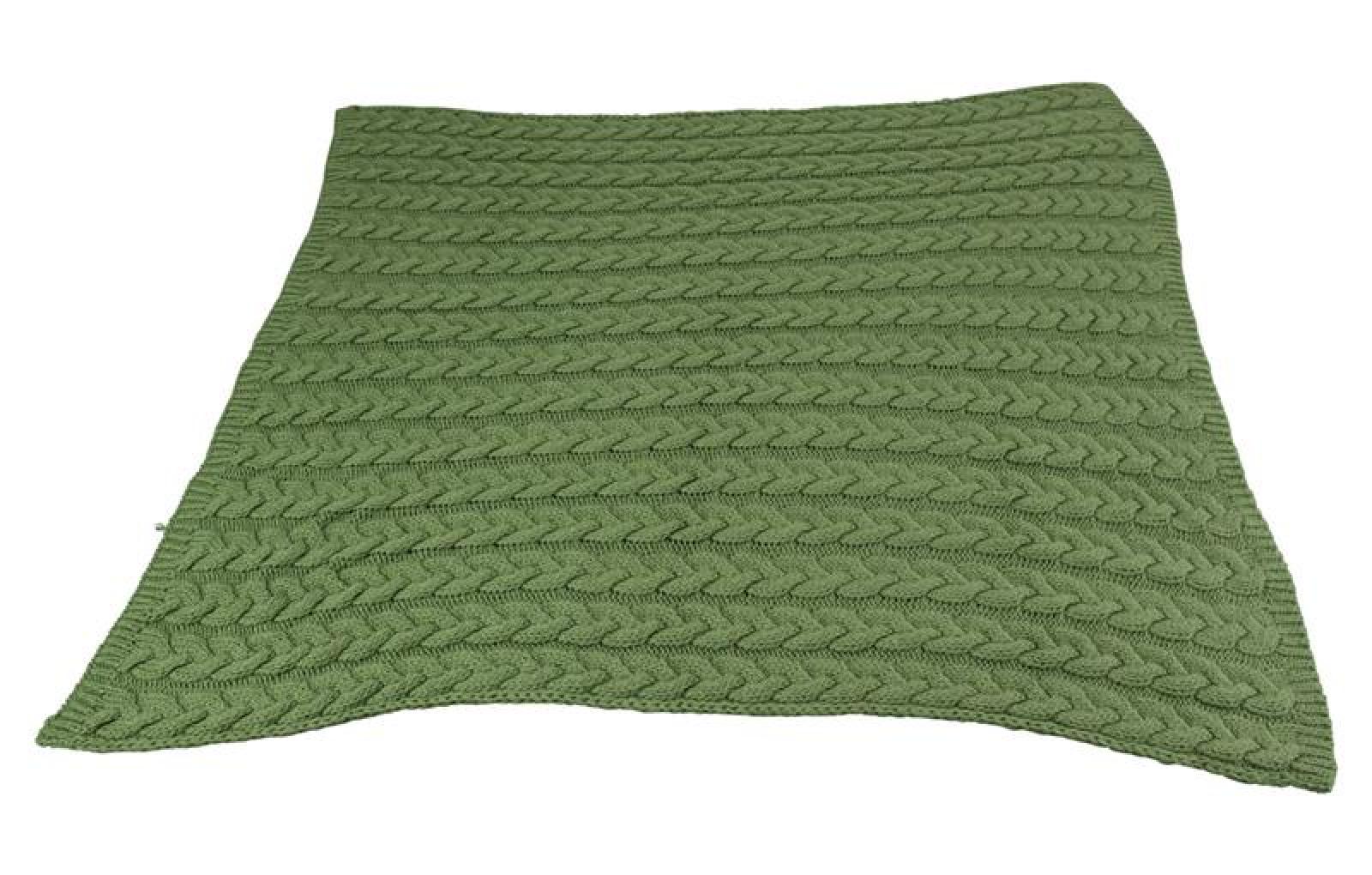 Kuscheldecke "Zopmuster" in grün, 127x152 cm, weiche Wohndecke, Sofadecke, Couchdecke