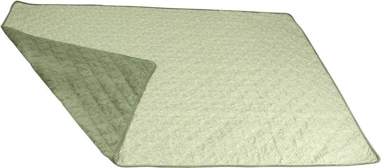 Wende-Tagesdecke "Cord Look" oliv / Blümchenmüster, 220x240 cm, gesteppt, Bettüberwurf, Wendedecke