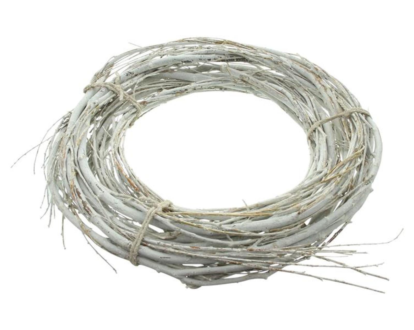 Reisigkranz "White Charme" Ø 45 cm groß, weiß, Tischkranz, Wandkranz, Türkranz