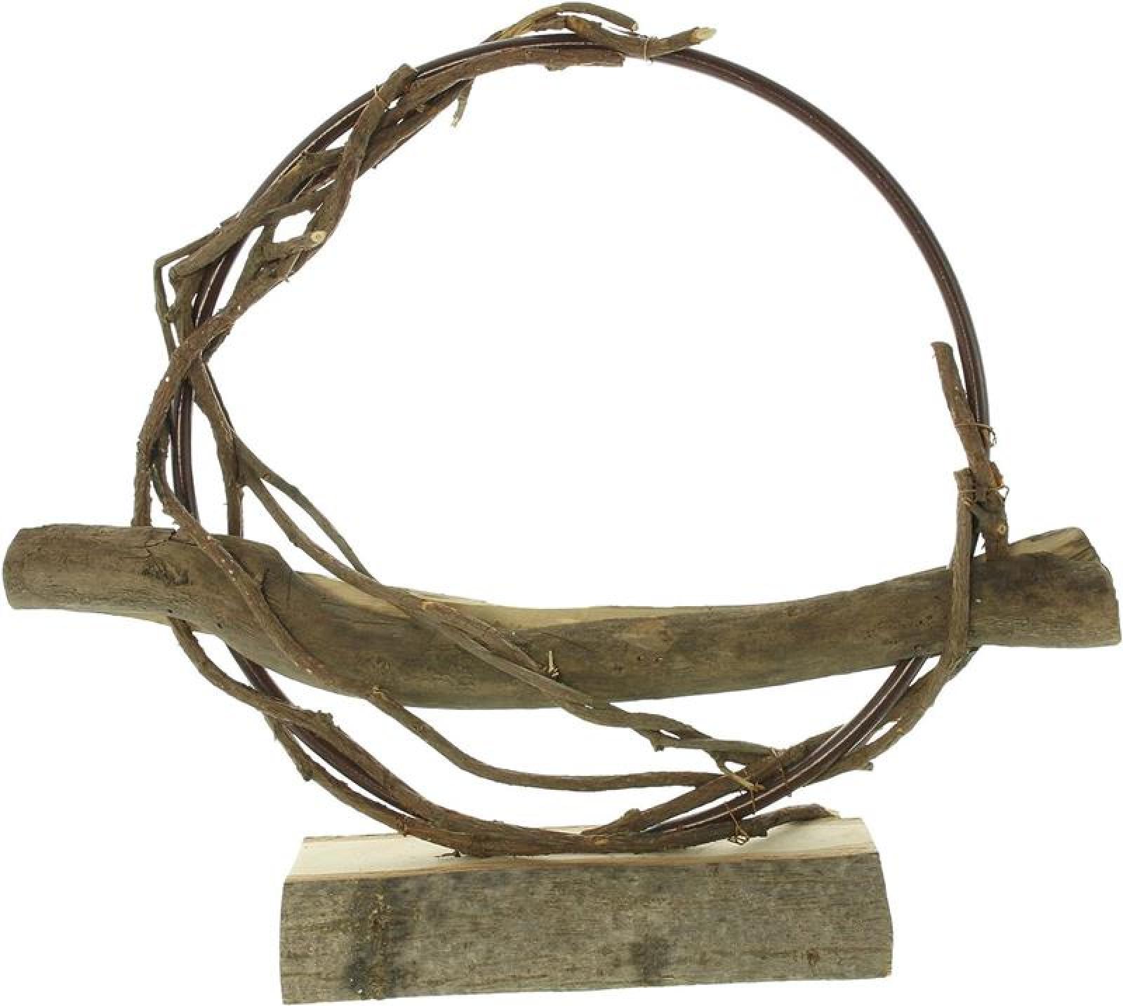 Dekoring "Natural" aus Holz & Metall, Ø 39 cm, auf Sockel, zum dekorieren