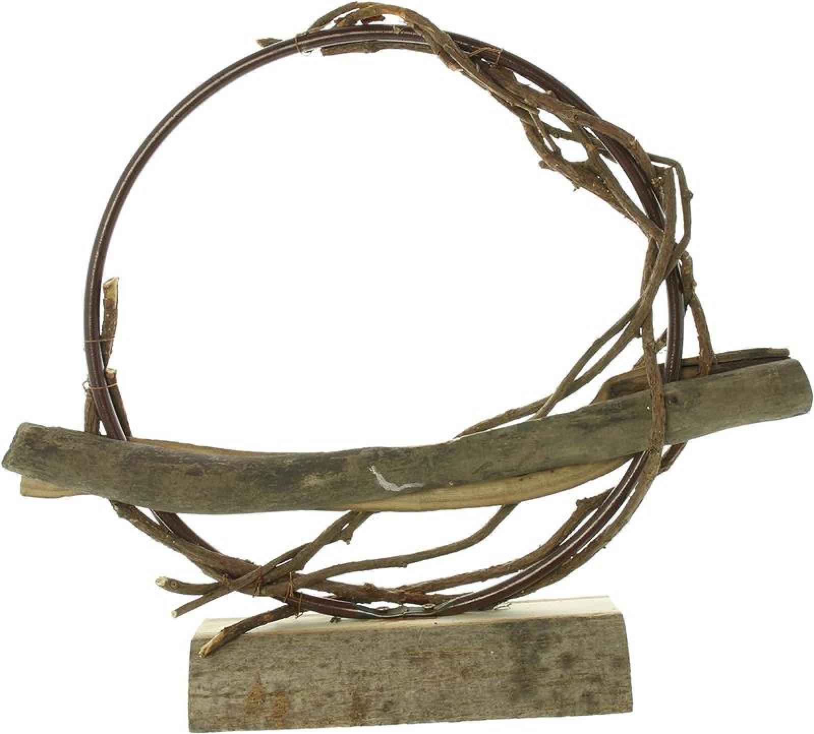 Dekoring "Natural" aus Holz & Metall, Ø 39 cm, auf Sockel, zum dekorieren