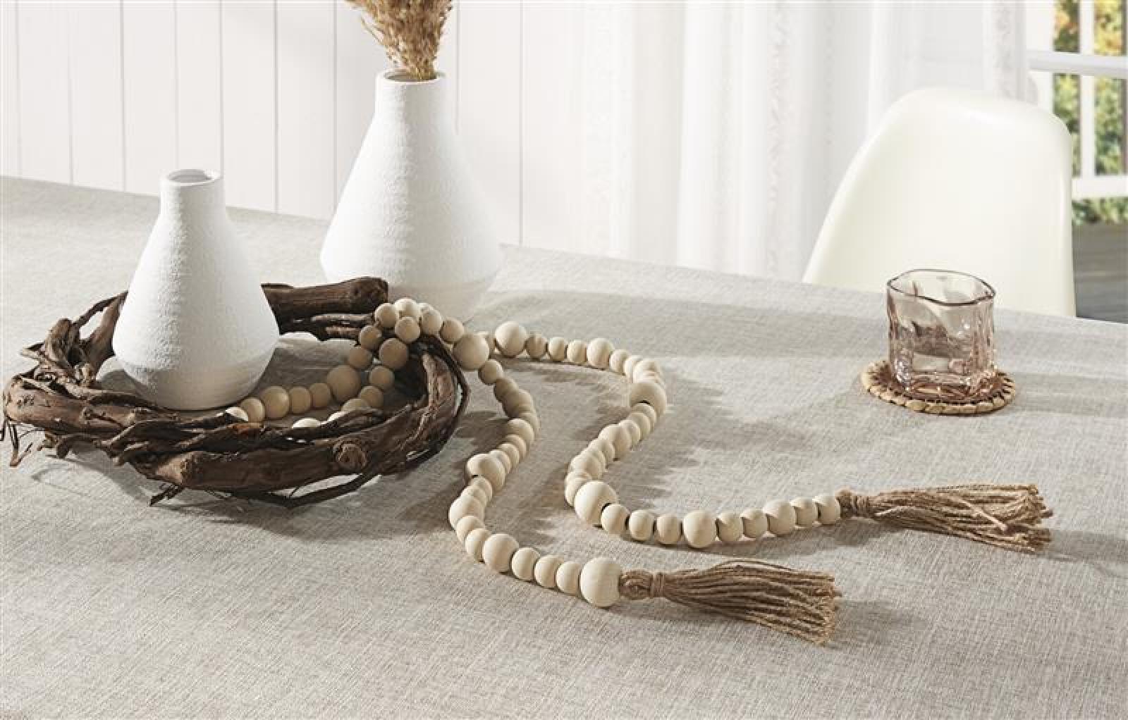 Dekokette "Bohemian Style" 183 cm lang, mit Holz Kugeln, Girlande, Kugelgirlande