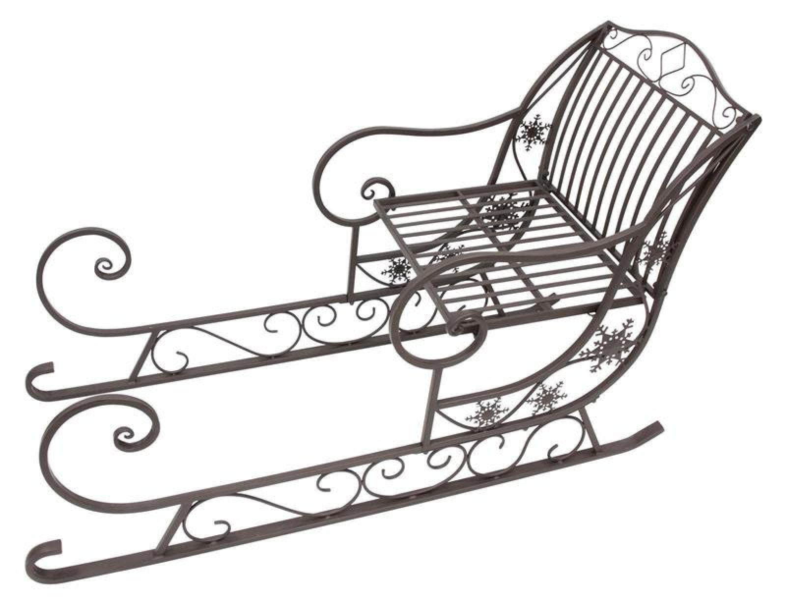Großer Schlitten "Nostalgie" aus Metall, braun mit Antik Finish, 116 cm lang, Dekoschlitten, Weihnachtsdeko, Gartendeko für Draußen