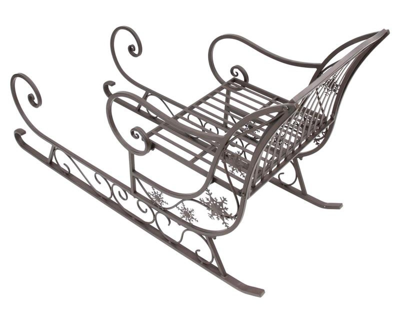 Großer Schlitten "Nostalgie" aus Metall, braun mit Antik Finish, 116 cm lang, Dekoschlitten, Weihnachtsdeko, Gartendeko für Draußen