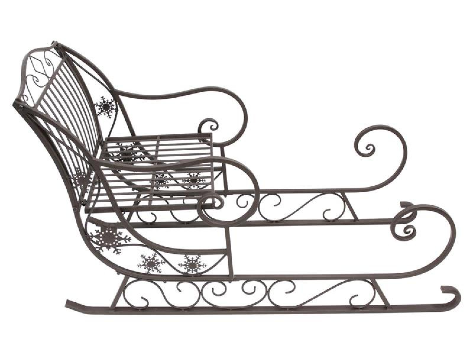 Großer Schlitten "Nostalgie" aus Metall, braun mit Antik Finish, 116 cm lang, Dekoschlitten, Weihnachtsdeko, Gartendeko für Draußen