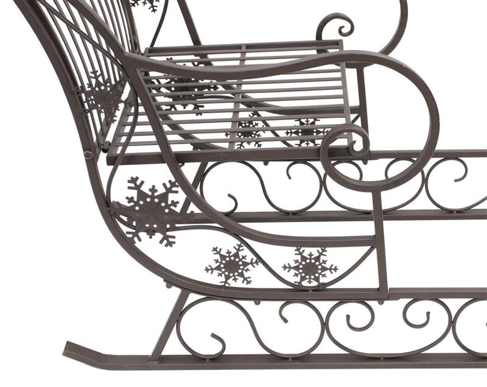 Großer Schlitten "Nostalgie" aus Metall, braun mit Antik Finish, 116 cm lang, Dekoschlitten, Weihnachtsdeko, Gartendeko für Draußen
