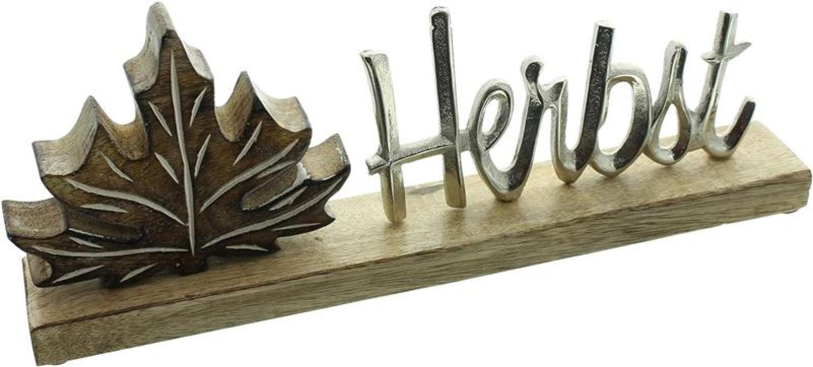 Schriftzug "Herbst" aus Mango Holz & Aluminium, 35 cm breit, Herbstdeko, Dekobuchstaben