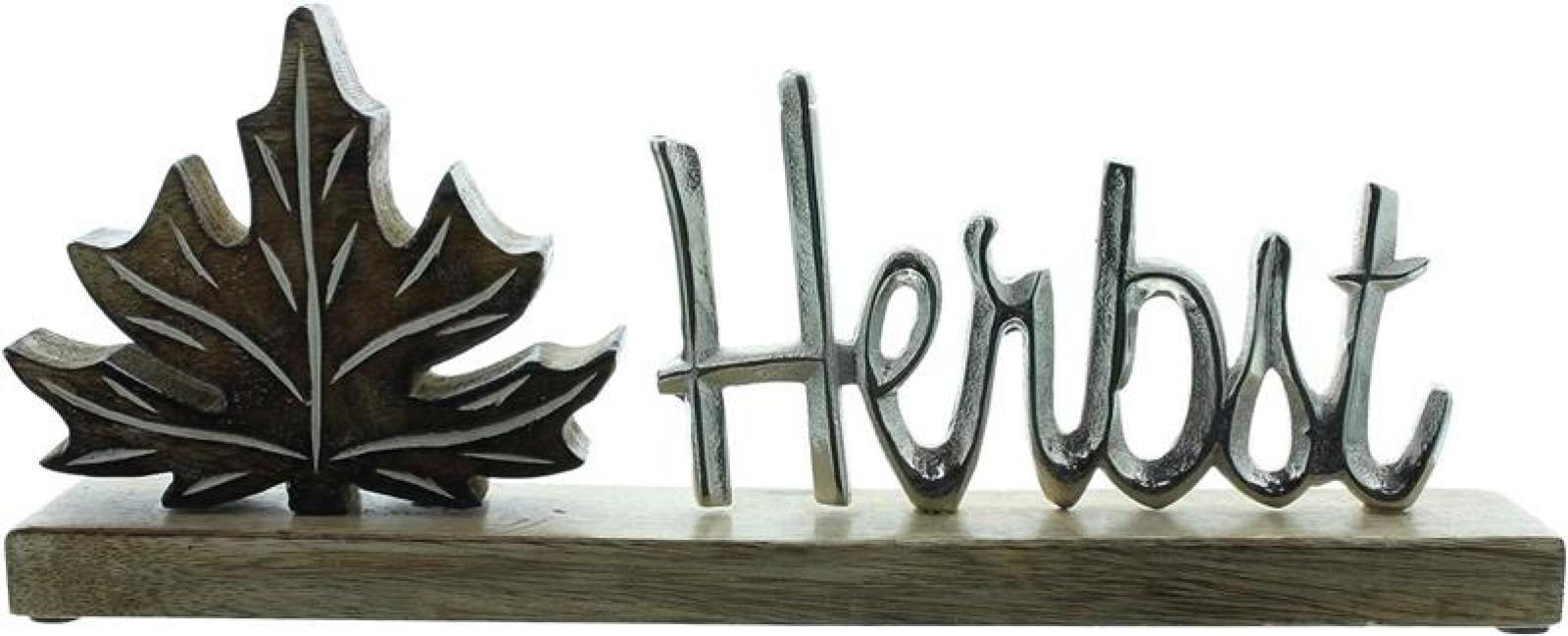 Schriftzug "Herbst" aus Mango Holz & Aluminium, 35 cm breit, Herbstdeko, Dekobuchstaben