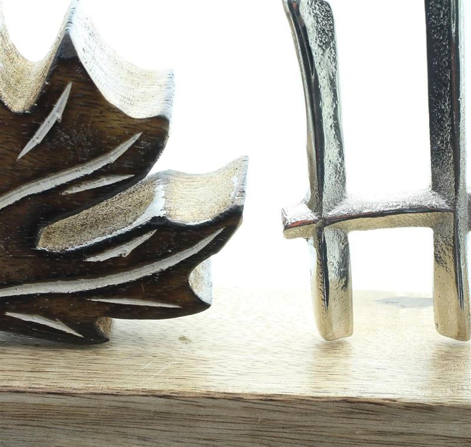 Schriftzug "Herbst" aus Mango Holz & Aluminium, 35 cm breit, Herbstdeko, Dekobuchstaben