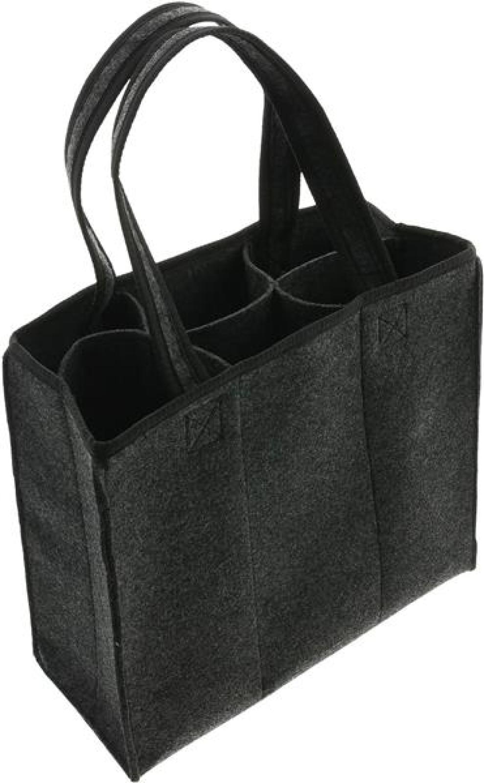 Flaschenträger "Anthrazit" aus Filz für 6 Flaschen, Flaschentasche, Bottlebag, Filztasche, Getränketasche