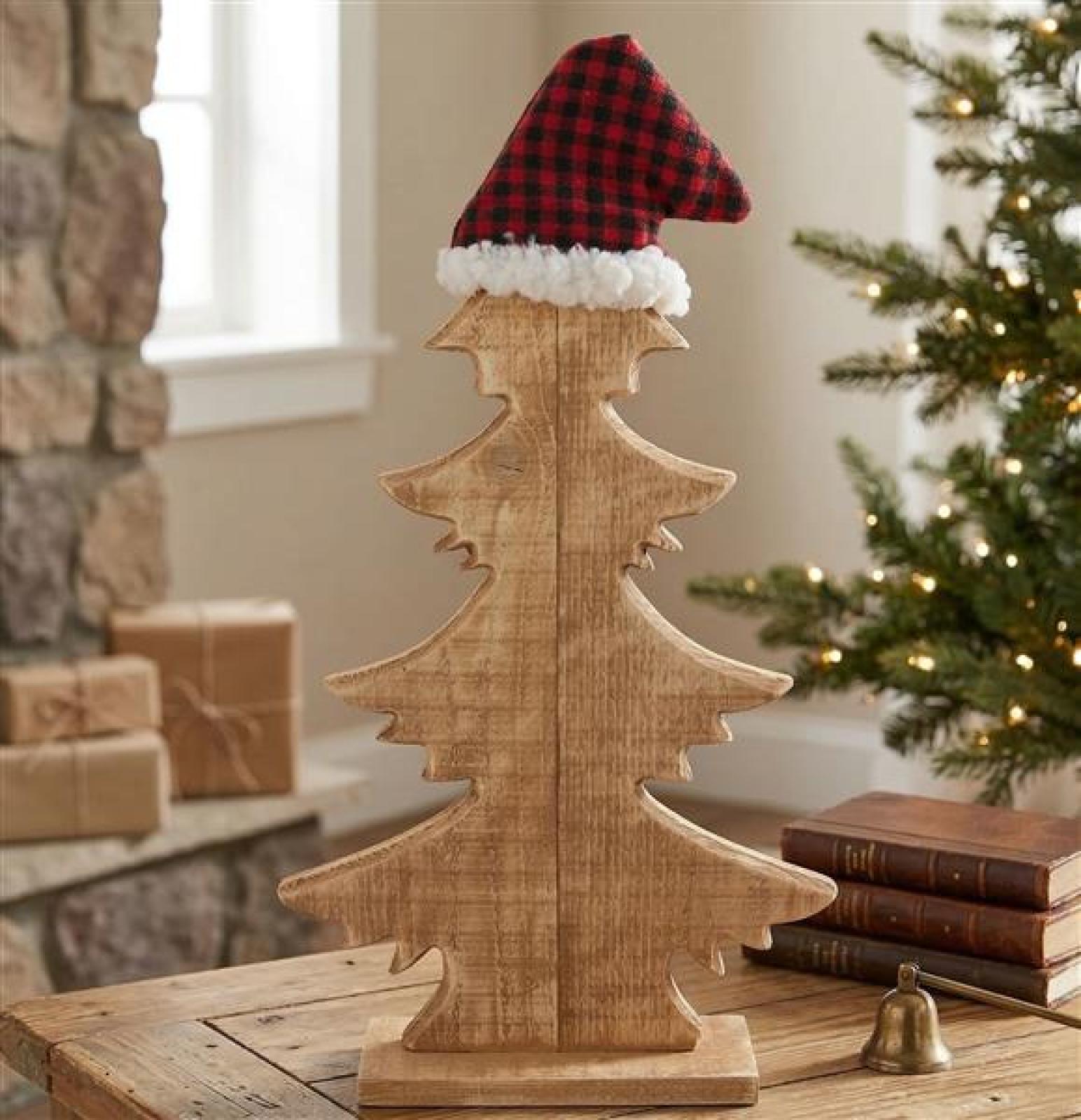 Dekofigur Tanne "Zipfelmütze", aus Holz, 40 cm hoch, Weihnachtsdeko, Tischdeko