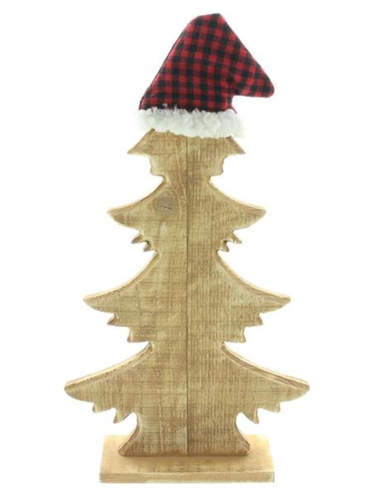 Dekofigur Tanne "Zipfelmütze", aus Holz, 40 cm hoch, Weihnachtsdeko, Tischdeko