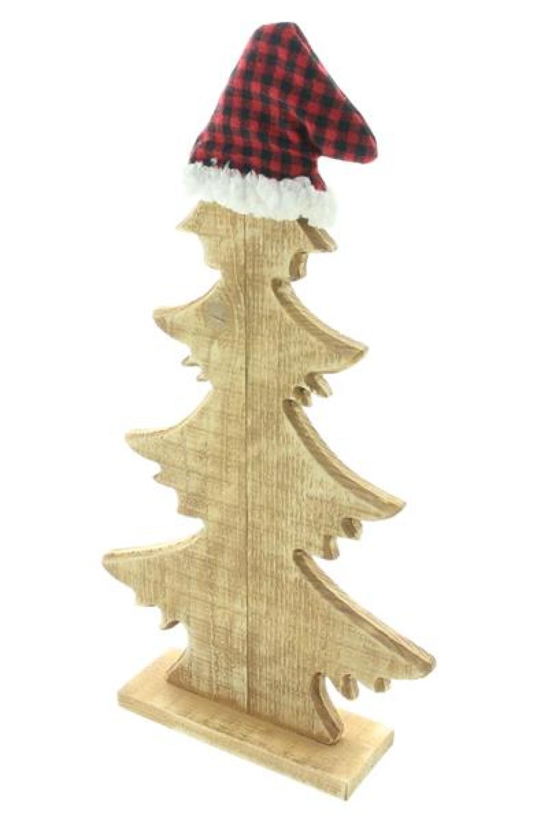 Dekofigur Tanne "Zipfelmütze", aus Holz, 40 cm hoch, Weihnachtsdeko, Tischdeko