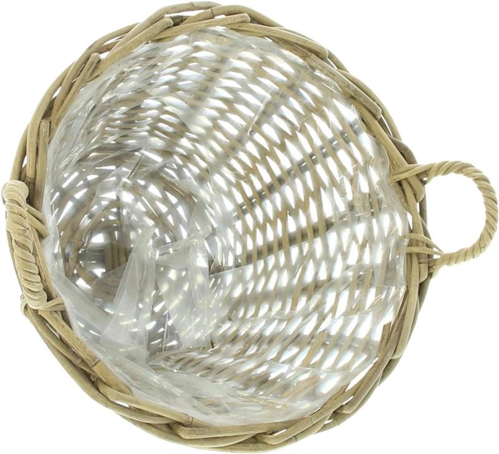 Pflanzkorb "Spaltrattan" Ø 35x25 cm groß, aus Rattan, rund, Blumentopf, Pflanzkübel, Pflanztopf für Draußen, Blumenkübel