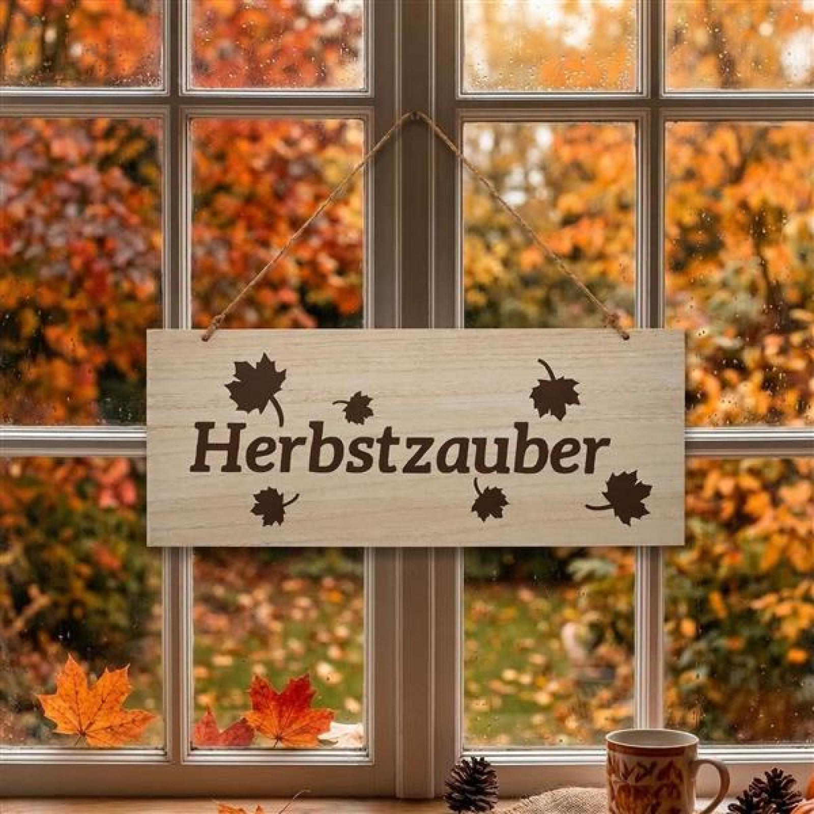 Schild "Herbstzauber" aus MDF, 50x20 cm, Dekoschild, Wandschild, Fensterdeko, Türschild