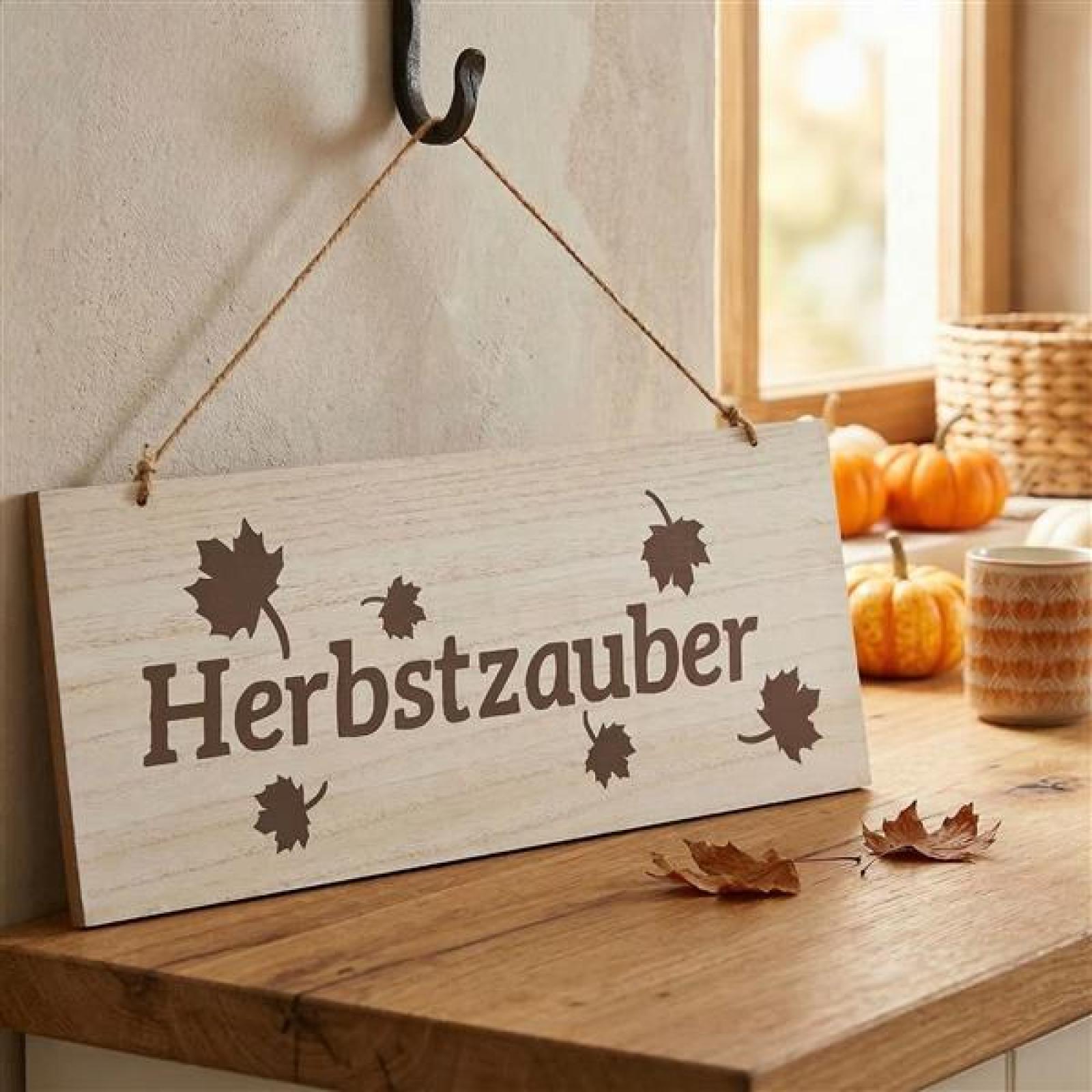 Schild "Herbstzauber" aus MDF, 50x20 cm, Dekoschild, Wandschild, Fensterdeko, Türschild