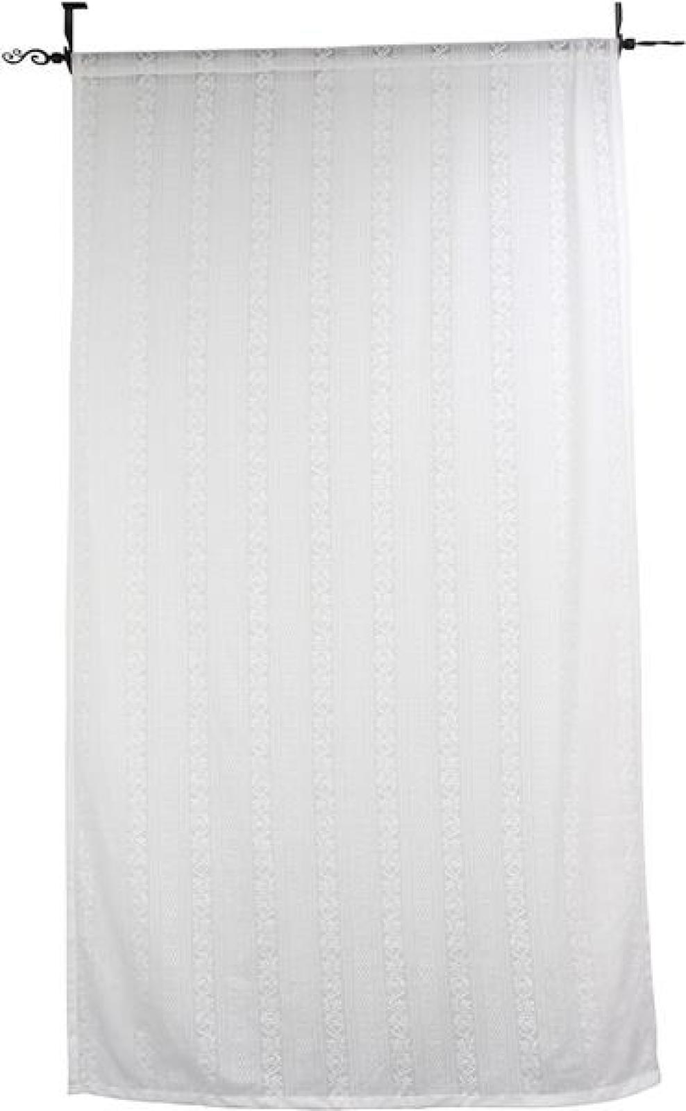 Vorhang "Romantique" in weiß, 140x245 cm mit Stickerei, Stangendurchzug, Dekoschal, Wohnzimmer Gardine