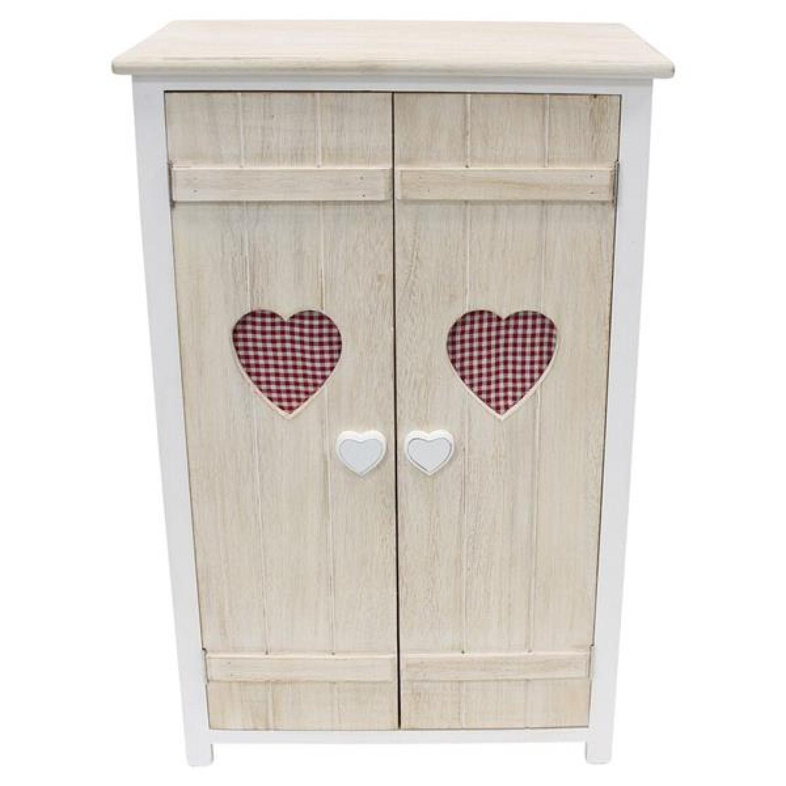 kleine Kommode "Landherz" aus Holz, weiß gekalkt, 51x31x78 cm, Flurkommode, Schrank, Nachtschrank