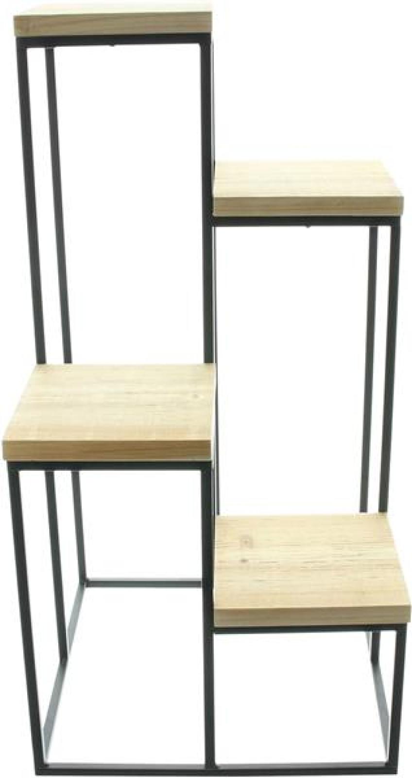 Stufenregal "Schlicht" aus Metall & Holz, 4 Ebenen, Blumenregal, Pflanzenständer, Dekoregal