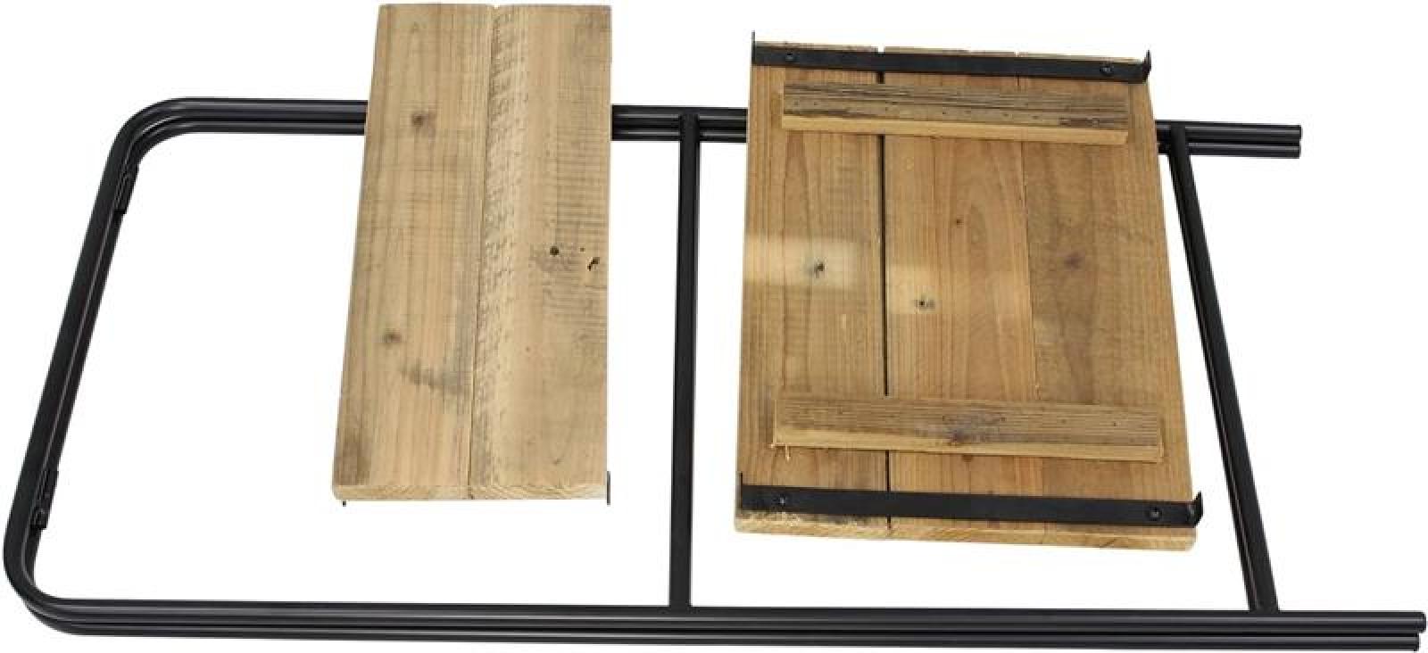 Regal "Modern" aus Metall, schwarz + 2 Böden aus recyceltem Holz, Blumenregal, Etagere, Pflanzenständer